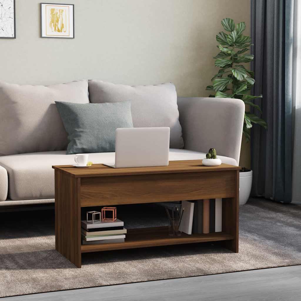 sofabord 102x50x52,5 cm konstrueret træ brun egetræsfarve