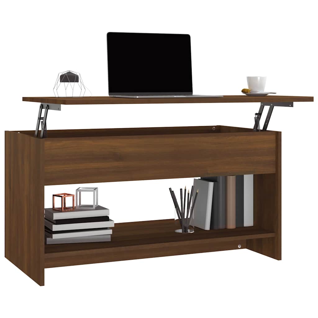sofabord 102x50x52,5 cm konstrueret træ brun egetræsfarve