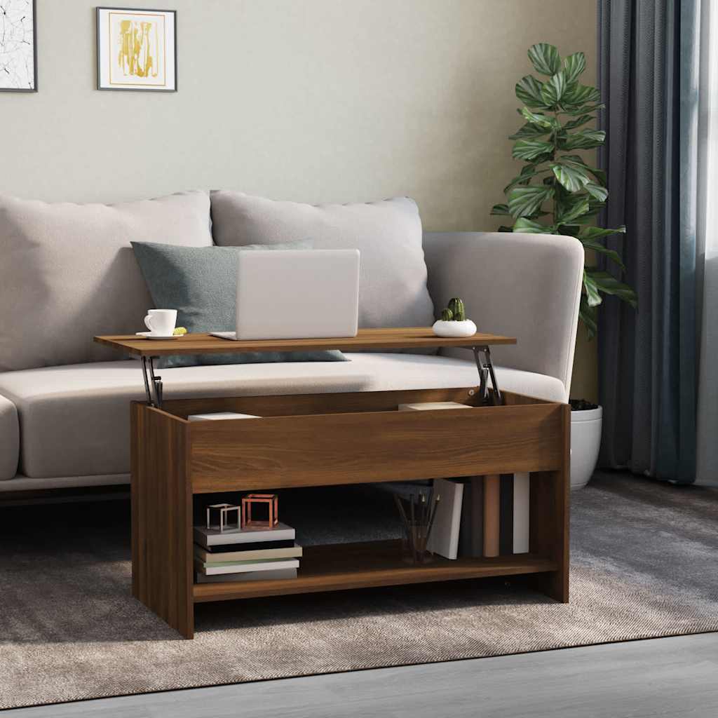 sofabord 102x50x52,5 cm konstrueret træ brun egetræsfarve