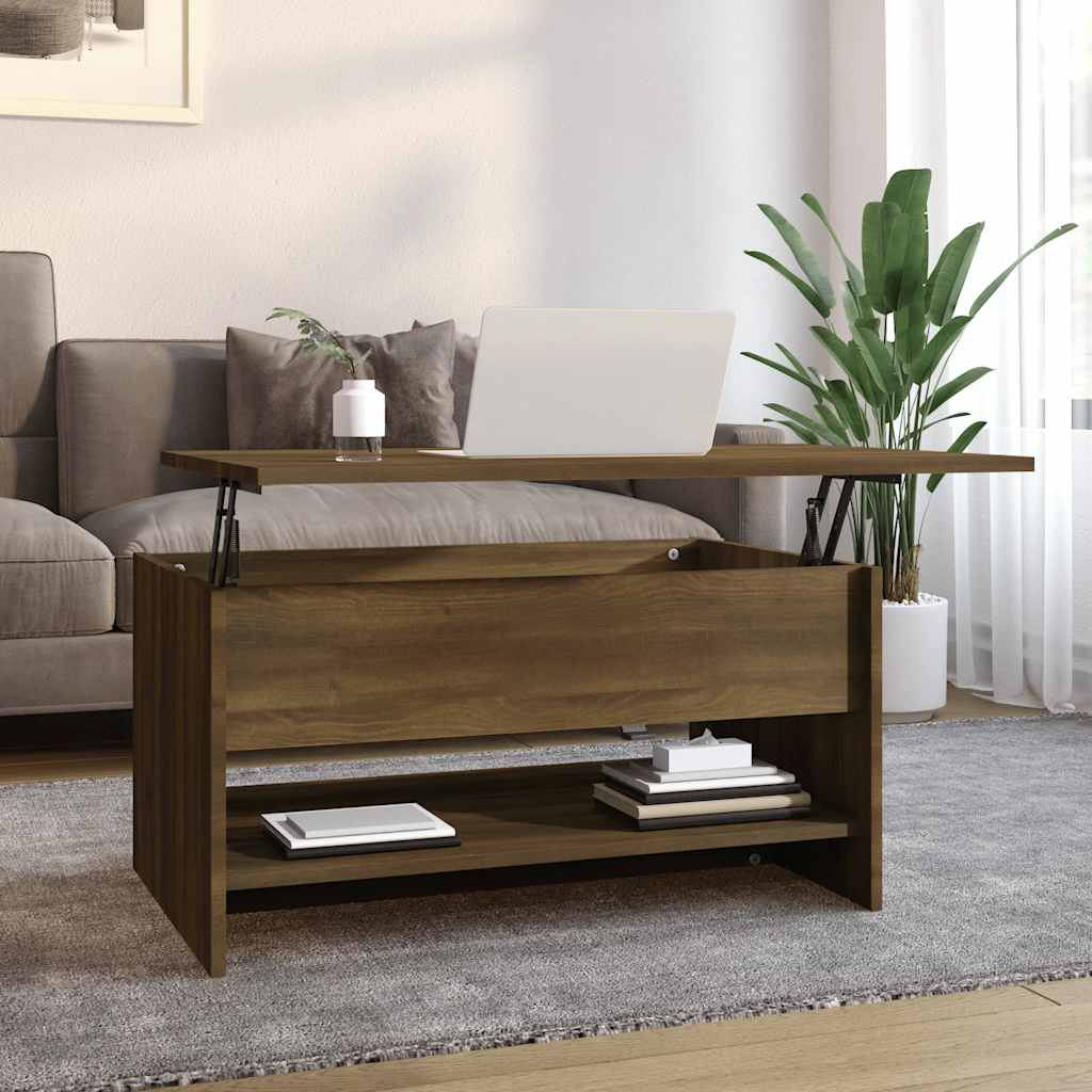 sofabord 80x50x40 cm konstrueret træ brun egetræsfarve