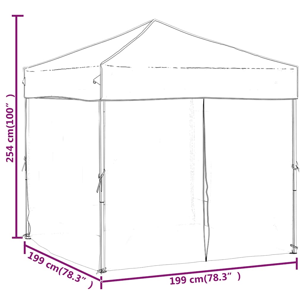 foldbart festtelt med sidevægge 2x2 m rød