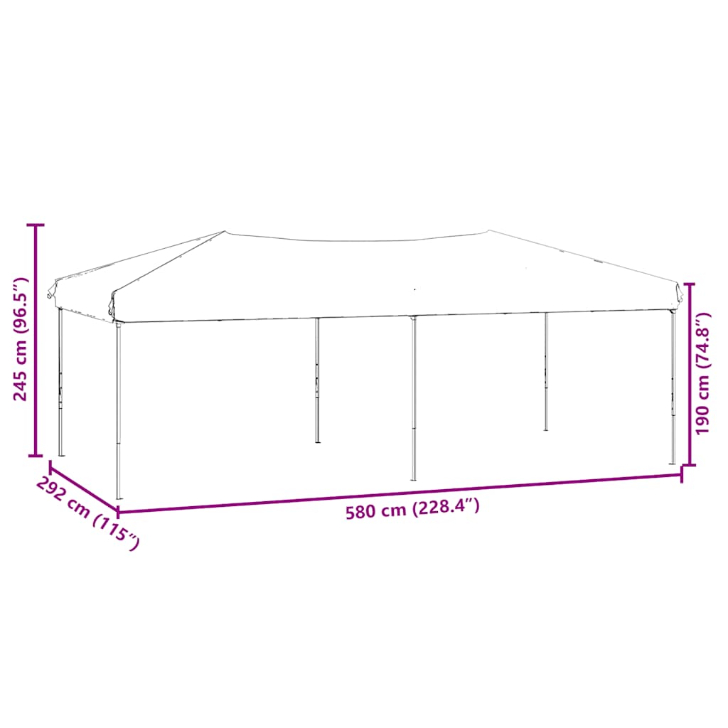 foldbart festtelt med sidevægge 3x6 m cremefarvet