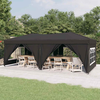 foldbart festtelt med sidevægge 3x6 m antracitgrå