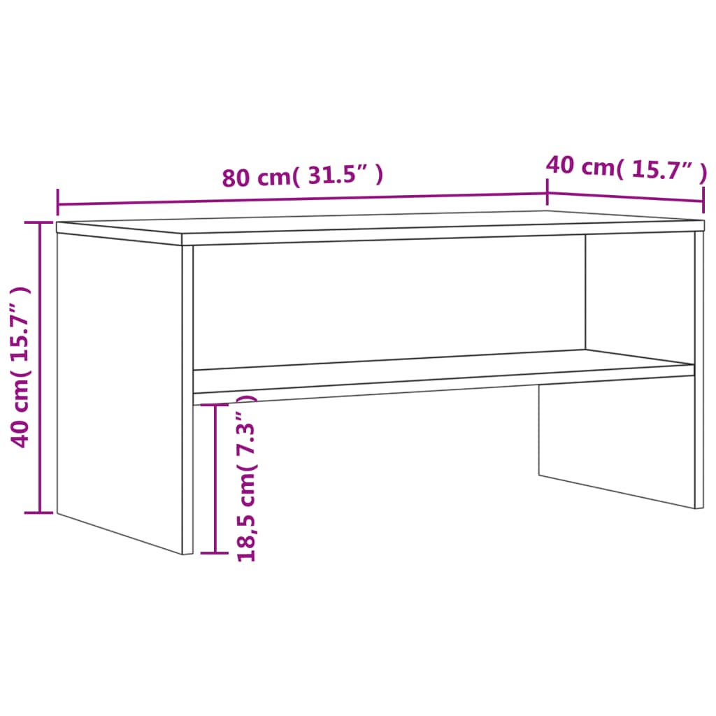 tv-bord 80x40x40 cm konstrueret træ grå sonoma-eg