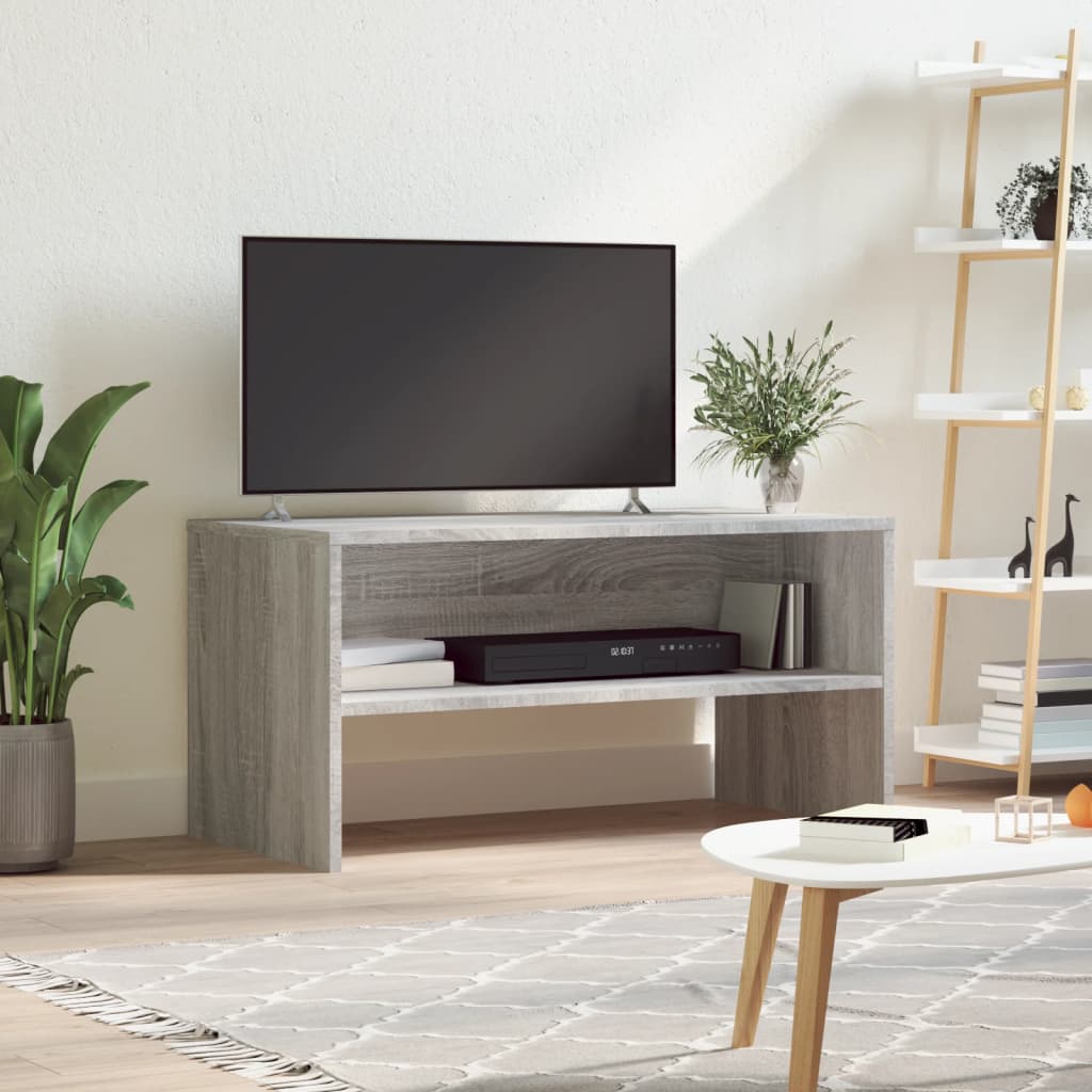 tv-bord 80x40x40 cm konstrueret træ grå sonoma-eg