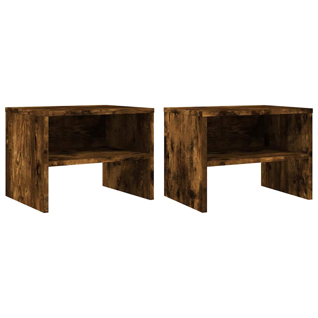 sengeborde 2 stk. 40x30x30 cm konstrueret træ røget egetræ