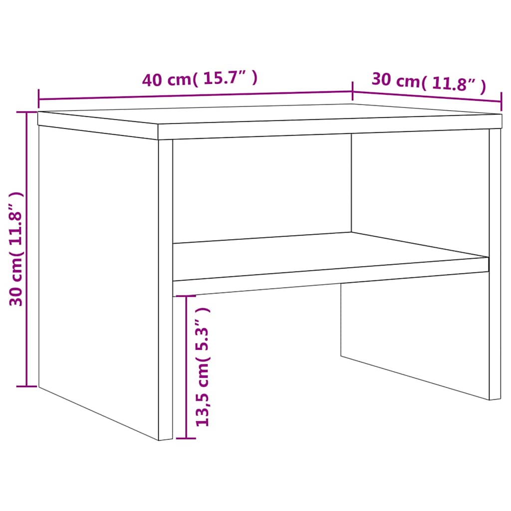 sengeborde 2 stk. 40x30x30 cm konstrueret træ røget egetræ