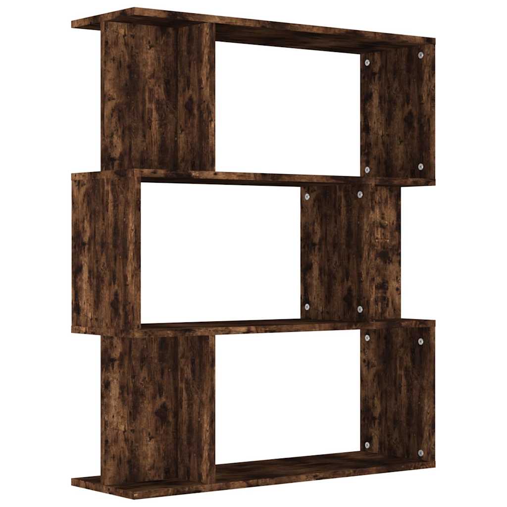 bogreol/rumdeler 80x24x96 cm konstrueret træ røget egetræ