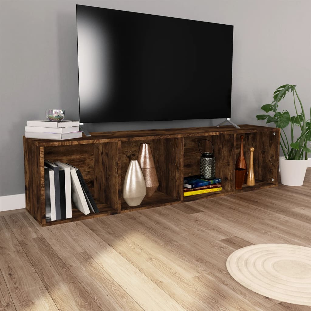 bogreol/tv-skab 36x30x143 cm konstrueret træ røget egetræsfarve