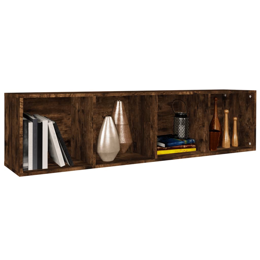 bogreol/tv-skab 36x30x143 cm konstrueret træ røget egetræsfarve