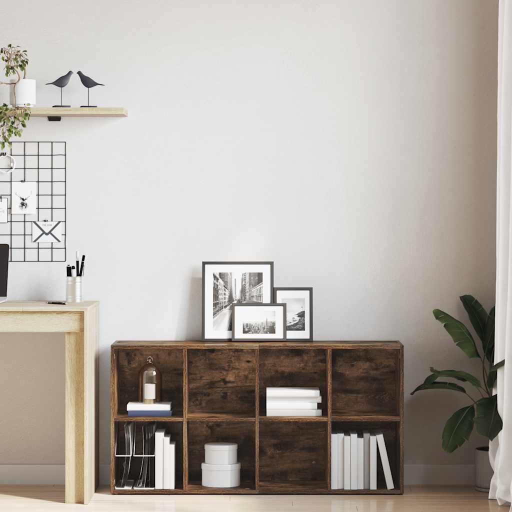 bogreol/skænk 66x30x130 cm konstrueret træ røget egetræ