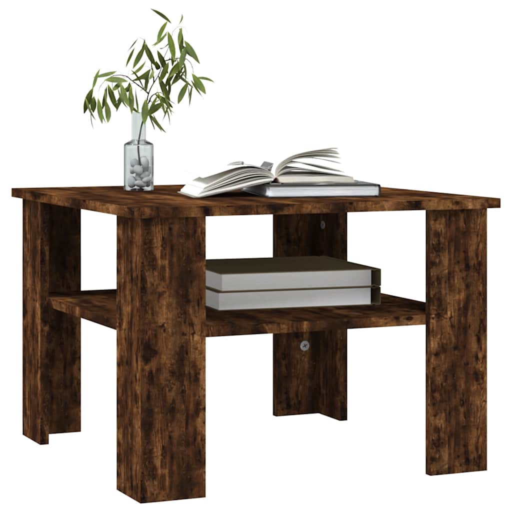 sofabord 60x60x42 cm konstrueret træ røget egetræsfarve