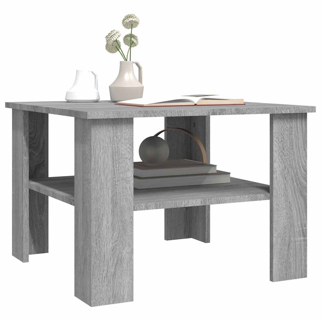 sofabord 60x60x42 cm konstrueret træ grå sonoma-eg