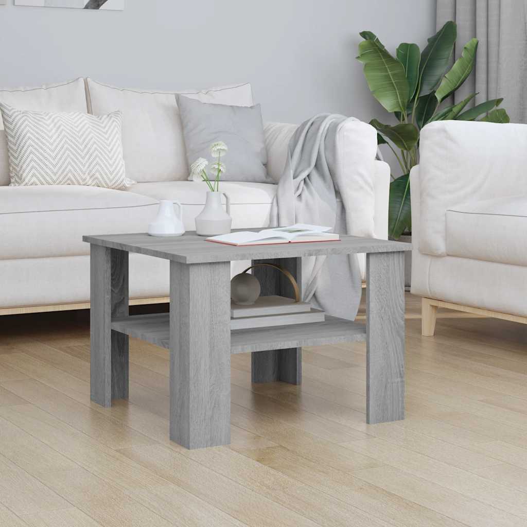 sofabord 60x60x42 cm konstrueret træ grå sonoma-eg