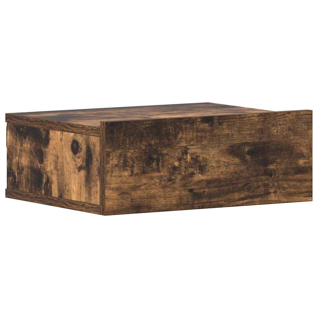 væghængt natbord 40x30x15 cm konstrueret træ røget egetræ