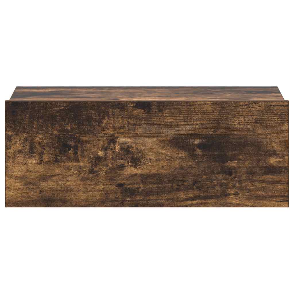 væghængt natbord 40x30x15 cm konstrueret træ røget egetræ