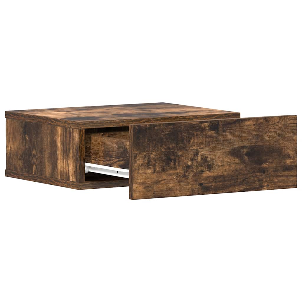 væghængte natborde 2 stk. 40x30x15 cm konstrueret træ røget eg