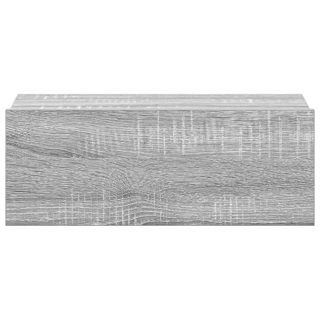 natborde til væg 2 stk. 40x30x15 cm konstrueret træ grå sonoma