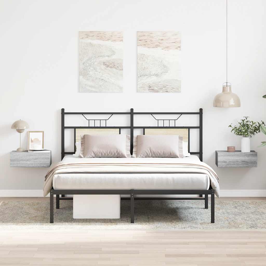 natborde til væg 2 stk. 40x30x15 cm konstrueret træ grå sonoma