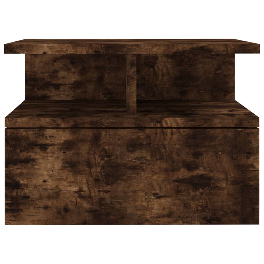 væghængt natbord 40x31x27 cm konstrueret træ røget egetræ