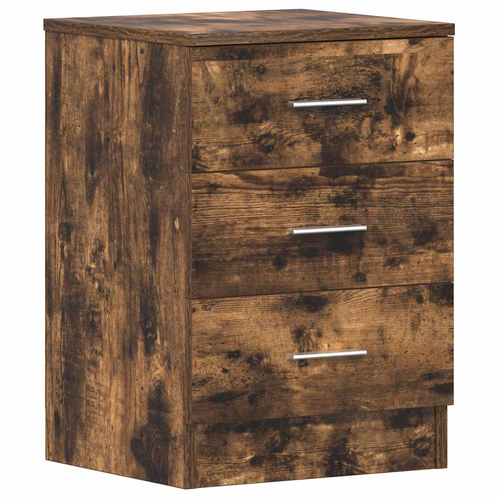 sengeborde 2 stk. 38x35x56 cm konstrueret træ røget egetræ