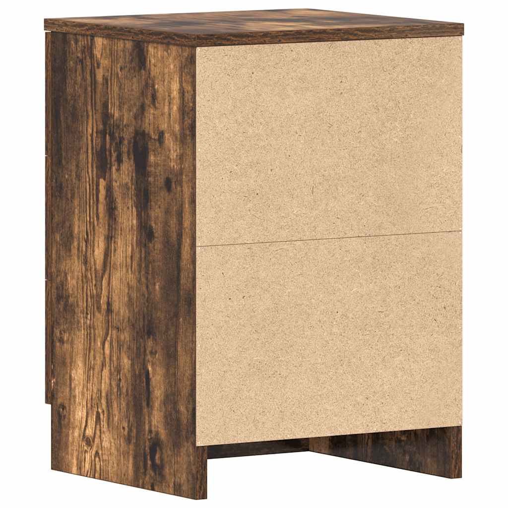 sengeborde 2 stk. 38x35x56 cm konstrueret træ røget egetræ