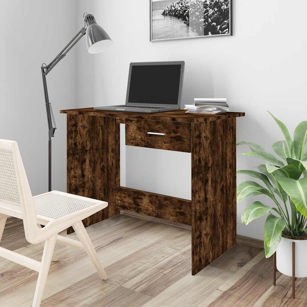 skrivebord 100x50x76 cm konstrueret træ røget egetræsfarve