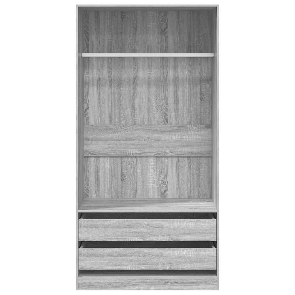 klædeskab 100x50x200 cm konstrueret træ grå sonoma-eg