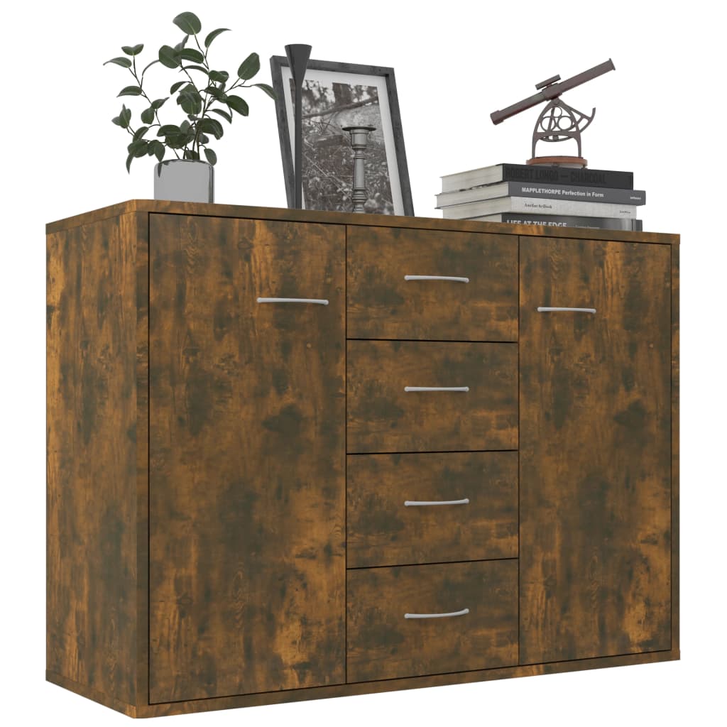 skænk 88x30x65 cm konstrueret træ røget egetræsfarve
