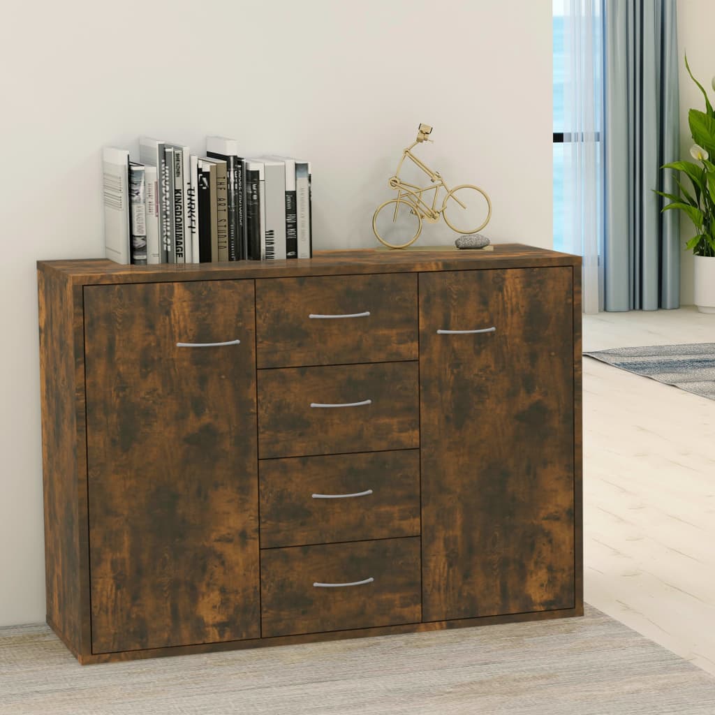 skænk 88x30x65 cm konstrueret træ røget egetræsfarve