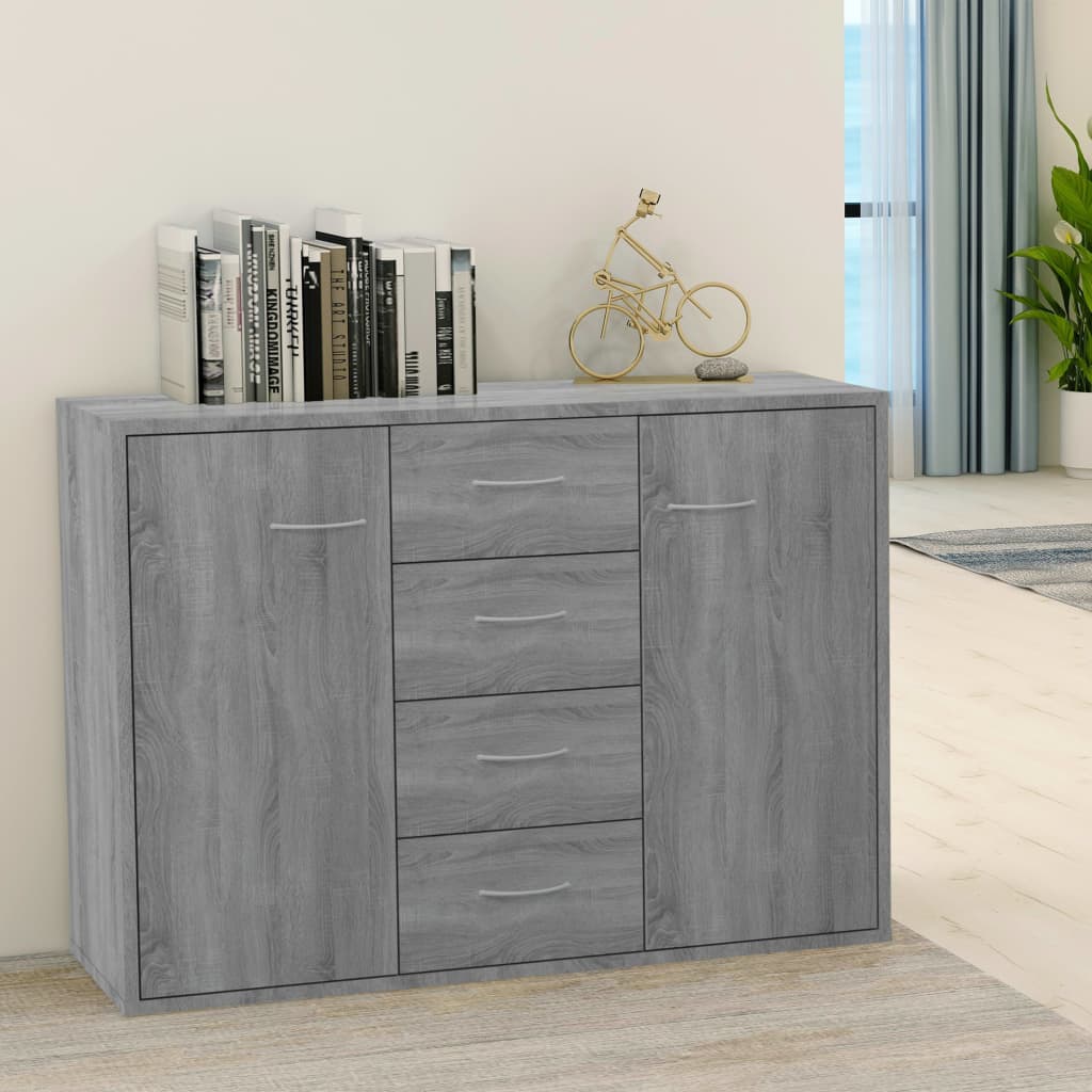 skænk 88x30x65 cm konstrueret træ grå sonoma-eg