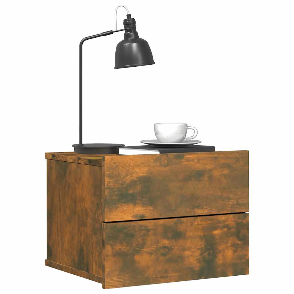 sengeborde 2 stk. 40x30x30 cm konstrueret træ røget egetræ