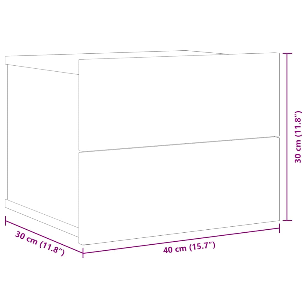 sengeborde 2 stk. 40x30x30 cm konstrueret træ røget egetræ