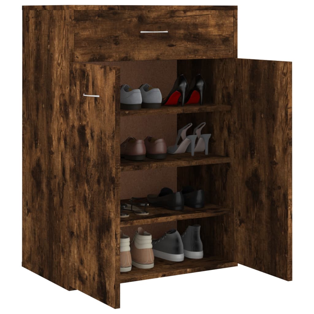 skoskab 60x35x84 cm konstrueret træ røget egetræsfarve