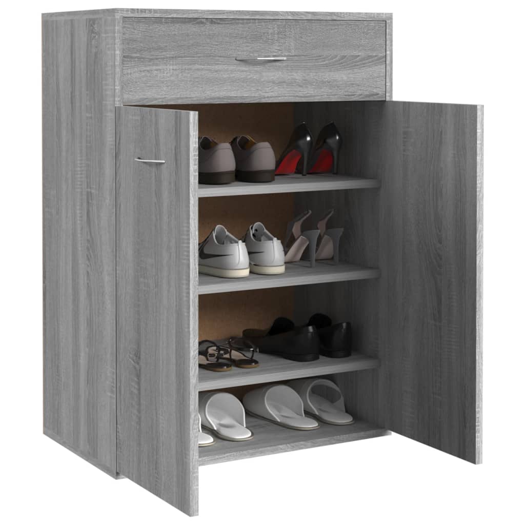 skoskab 60x35x84 cm konstrueret træ grå sonoma-eg