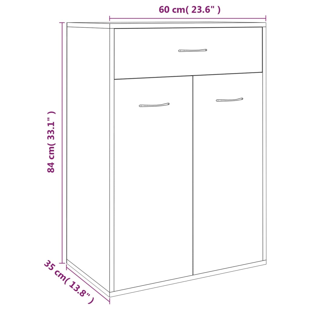 skoskab 60x35x84 cm konstrueret træ grå sonoma-eg