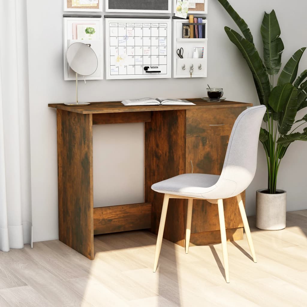skrivebord 100x50x76 cm konstrueret træ røget egetræsfarve