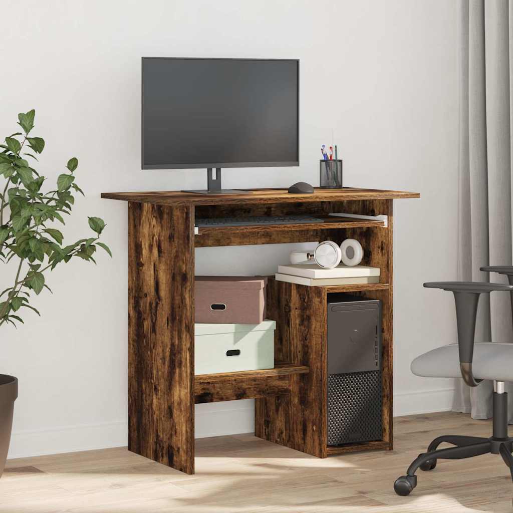 skrivebord 80x45x74 cm konstrueret træ røget egetræsfinish