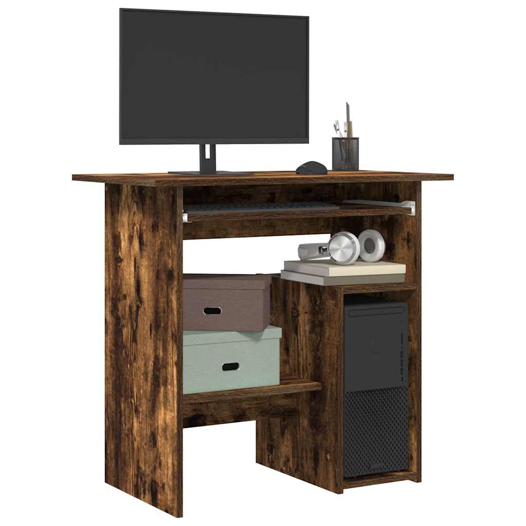 skrivebord 80x45x74 cm konstrueret træ røget egetræsfinish