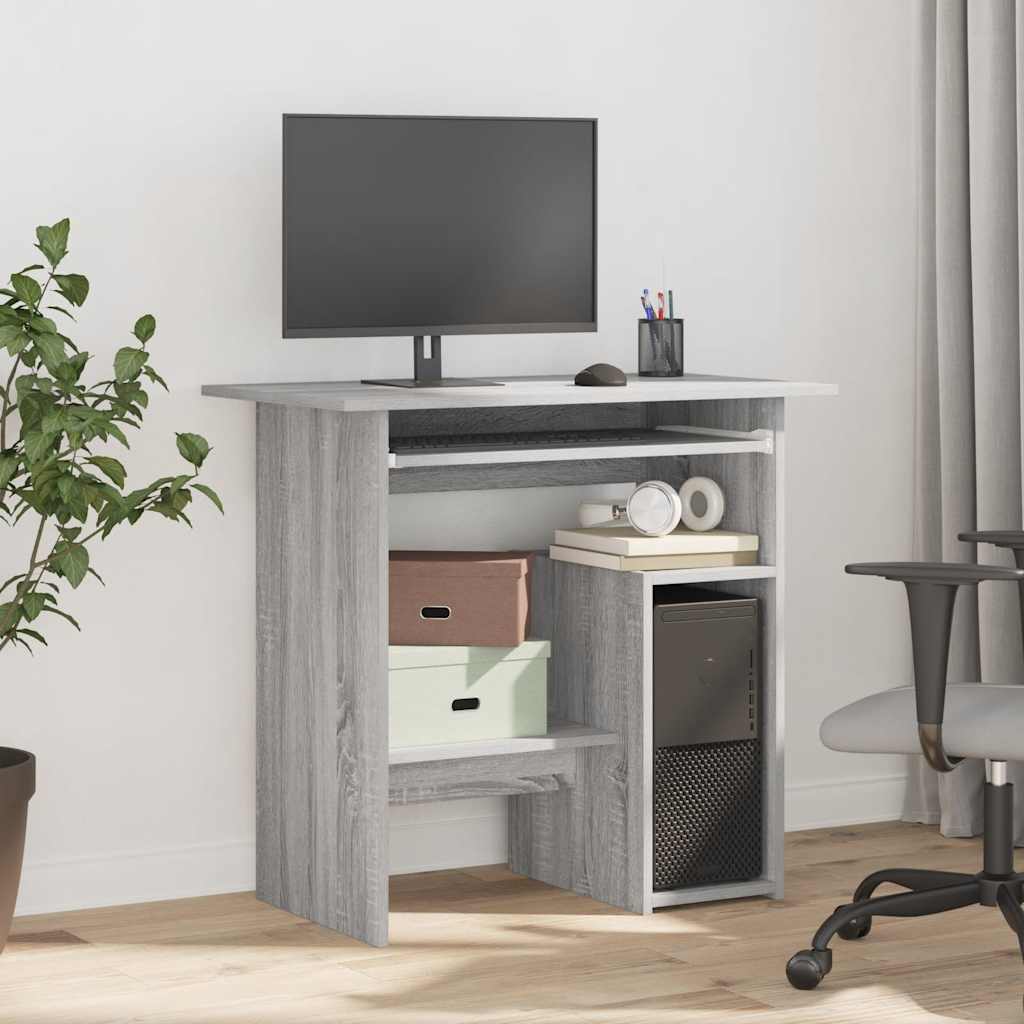 skrivebord 80x45x74 cm konstrueret træ grå sonoma-eg