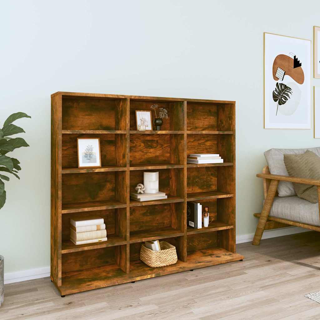 cd-reol 100x23x89,5 cm konstrueret træ røget egetræsfarve