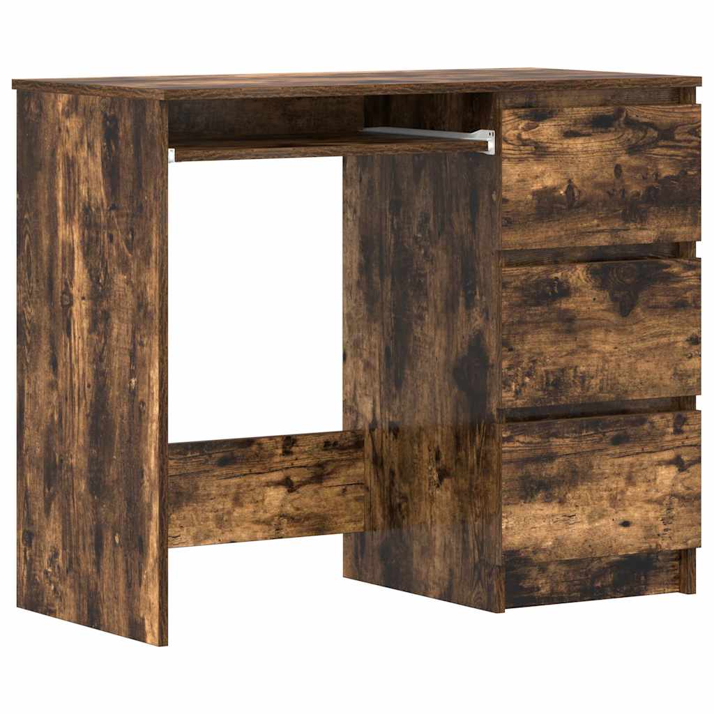 skrivebord 90x45x76 cm konstrueret træ røget egetræsfarve
