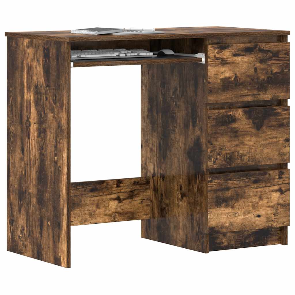 skrivebord 90x45x76 cm konstrueret træ røget egetræsfarve