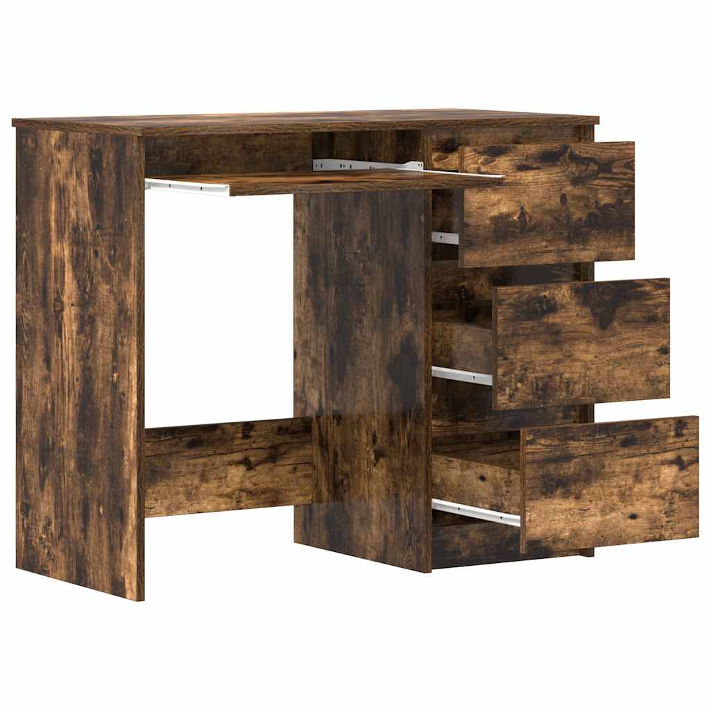 skrivebord 90x45x76 cm konstrueret træ røget egetræsfarve