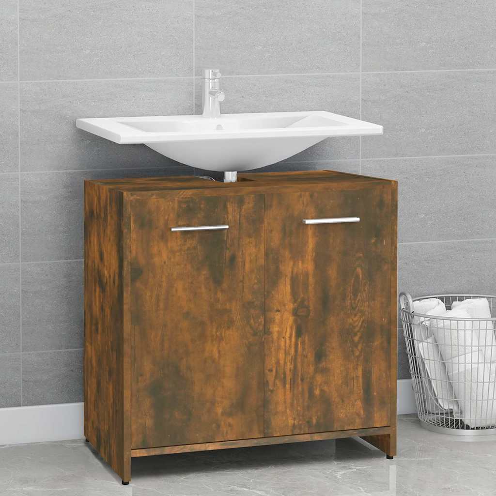 badeværelsesskab 60x33x60 cm konstrueret træ røget egetræ