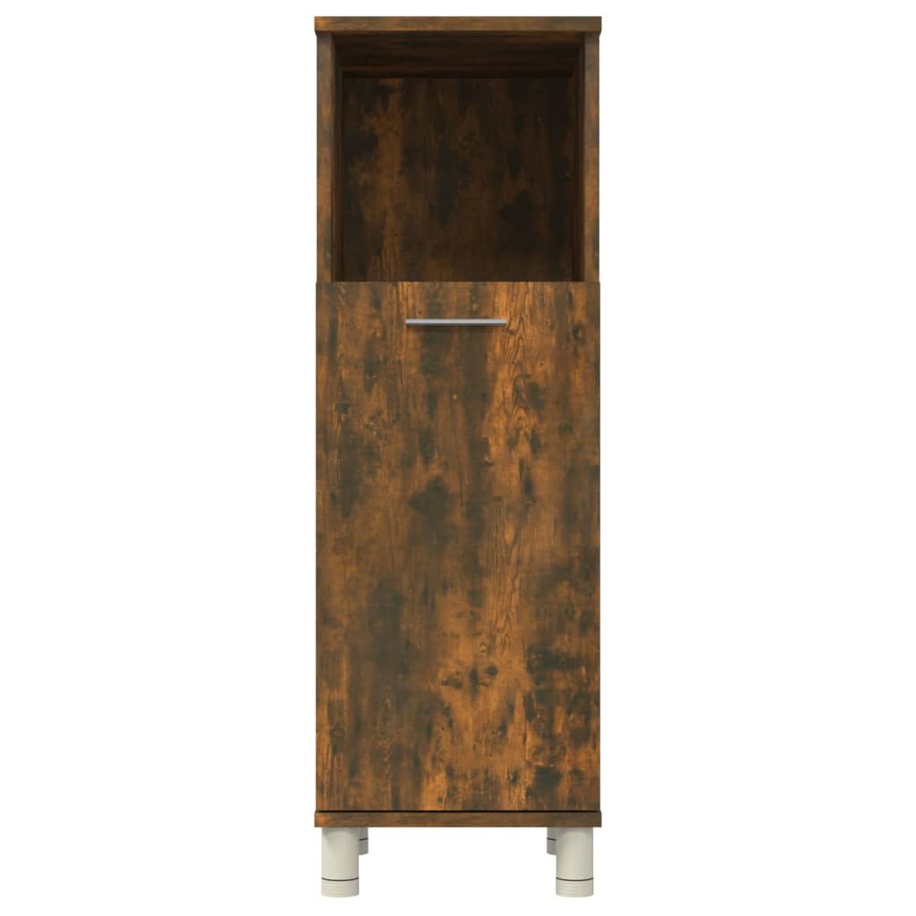 badeværelsesskab 30x30x95 cm konstrueret træ røget egetræ