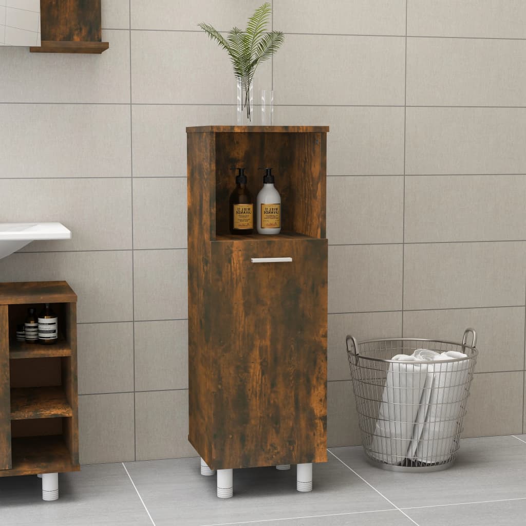 badeværelsesskab 30x30x95 cm konstrueret træ røget egetræ
