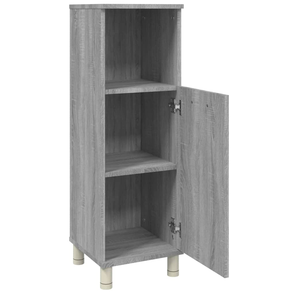 badeværelsesskab 30x30x95 cm konstrueret træ grå sonoma-eg