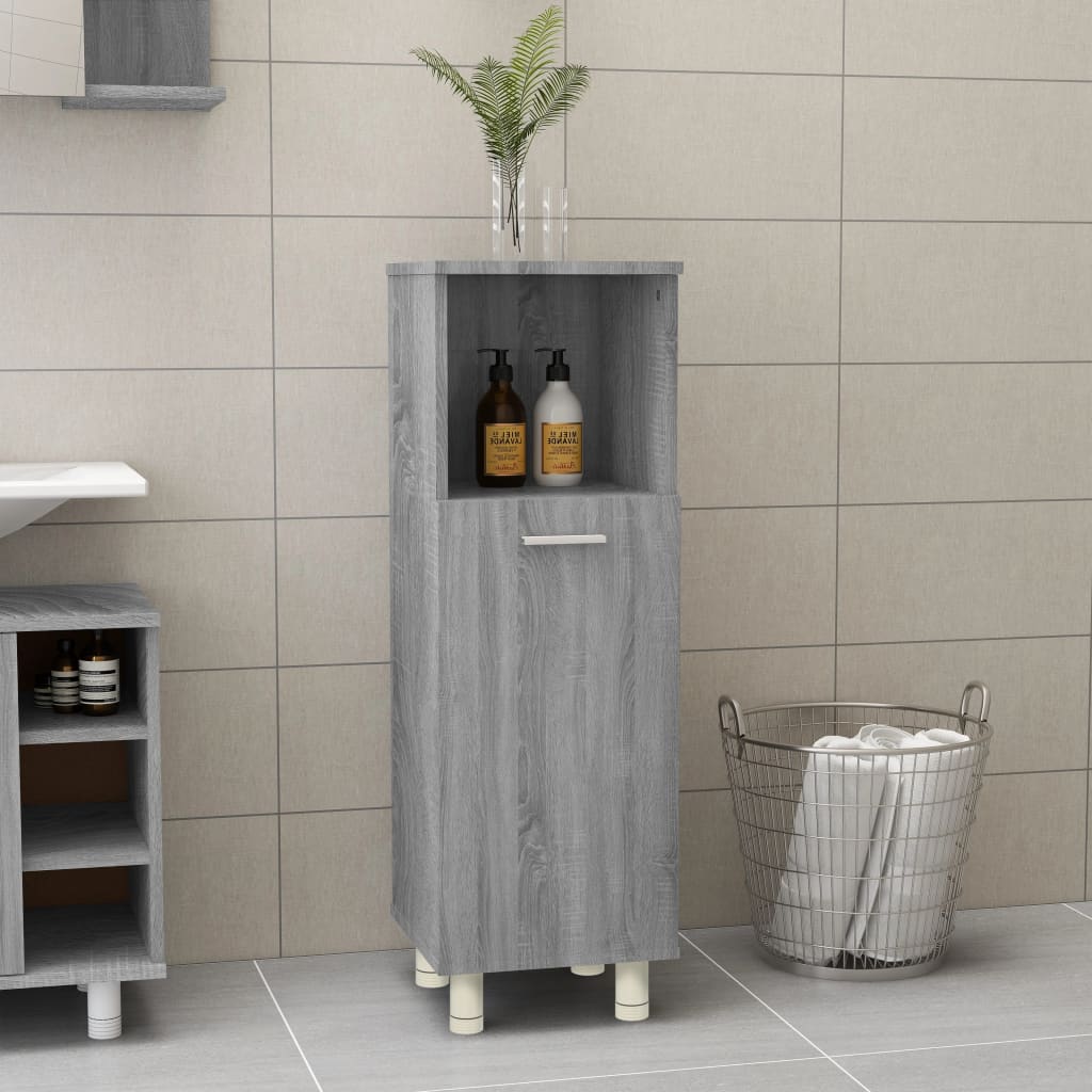 badeværelsesskab 30x30x95 cm konstrueret træ grå sonoma-eg