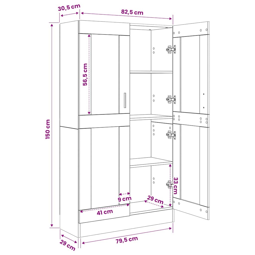 bogreol 82,5x30,5x150 cm konstrueret træ røget egetræ